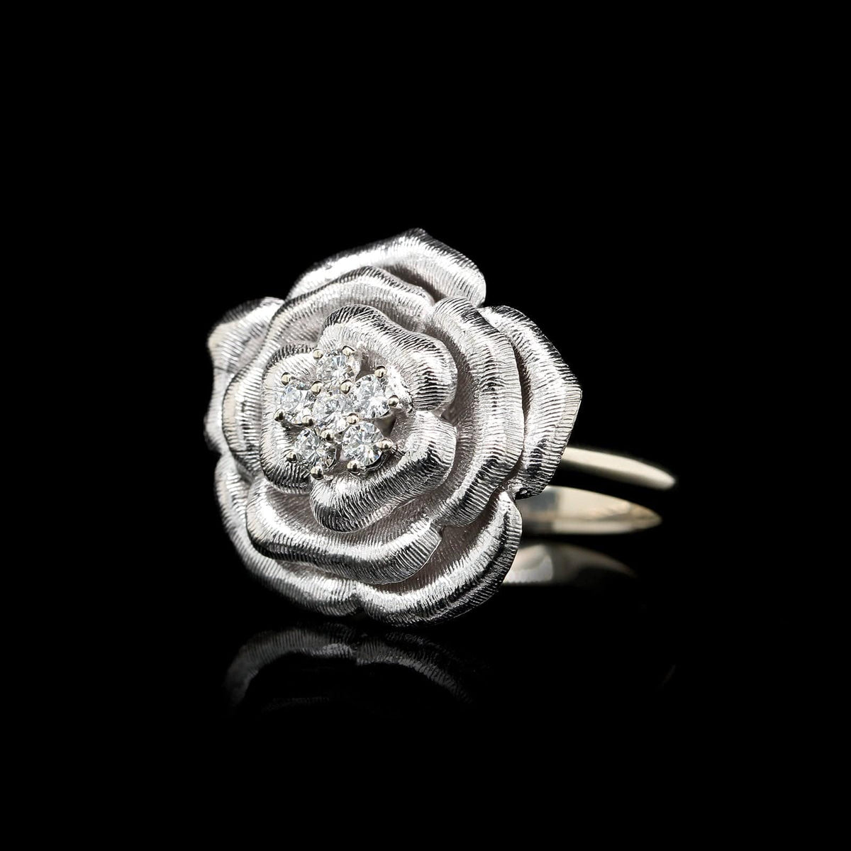 Sonia B. 14K White Gold Estate Diamond Flower Ring, Gold, Long's Jewelers