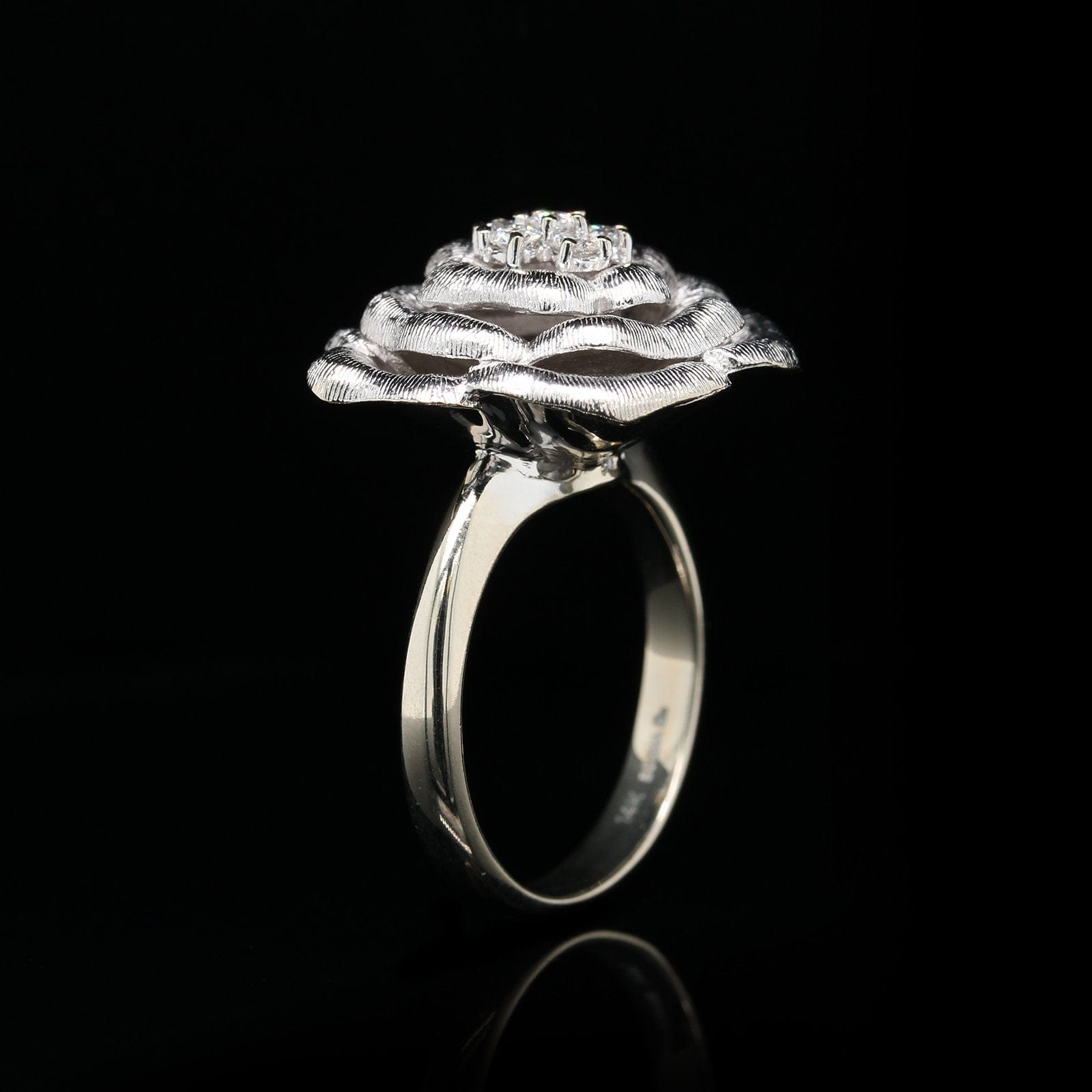 Sonia B. 14K White Gold Estate Diamond Flower Ring