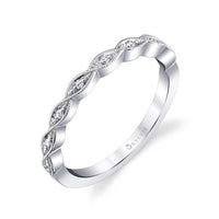 18K White Gold Twisted Milgrain Wedding Band