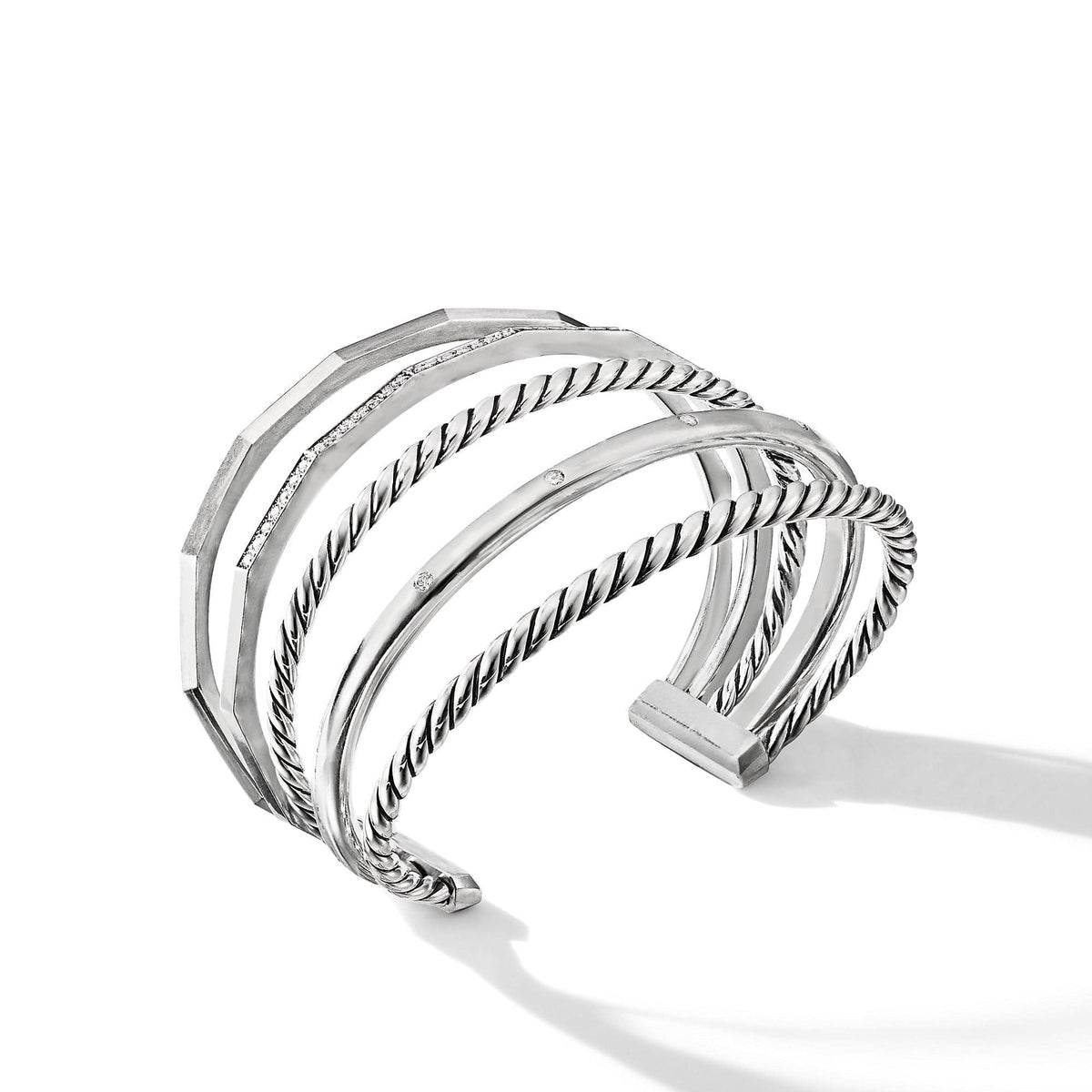 Stax Narrow Cuff Bracelet with Diamonds