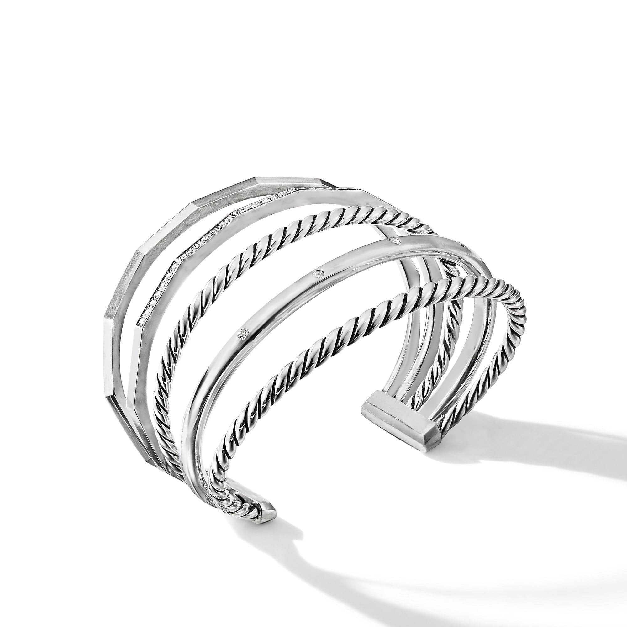 Stax Narrow Cuff Bracelet with Diamonds