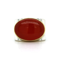 Sterling Silver Oval Orange Chalcedony Square Ring, Sterling Silver, Long's Jewelers