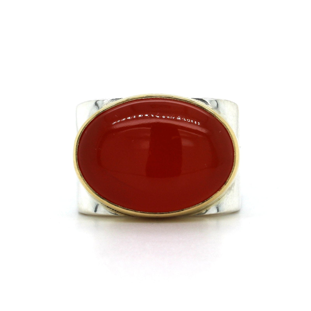 Sterling Silver Oval Orange Chalcedony Square Ring, Sterling Silver, Long's Jewelers