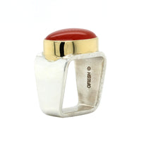 Sterling Silver Oval Orange Chalcedony Square Ring, Sterling Silver, Long's Jewelers