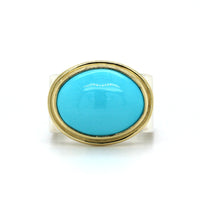 Sterling Silver Oval Turquoise Square Ring, Sterling Silver, Long's Jewelers