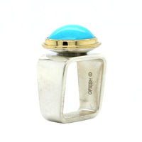 Sterling Silver Oval Turquoise Square Ring, Sterling Silver, Long's Jewelers