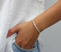 Adel Chefridi Sterling Silver Wavy Diamond Bangle Bracelet