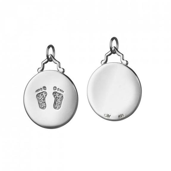 Sterling Silver White Sapphire Baby Feet Charm, Silver, Long's Jewelers