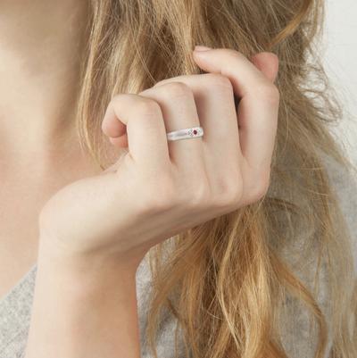 Adel Chefridi Sterling Silver with Satin Finish Ruby Ring