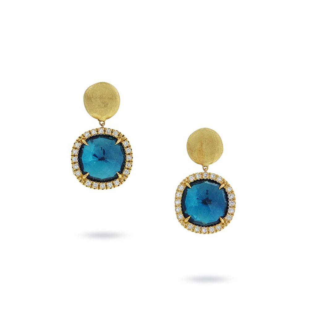 Marco Bicego Jaipur 18K Yellow Gold Blue Topaz Earrings
