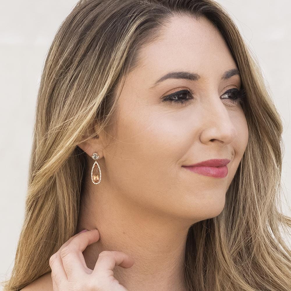 18K Yellow Gold Pear Topaz Earrings