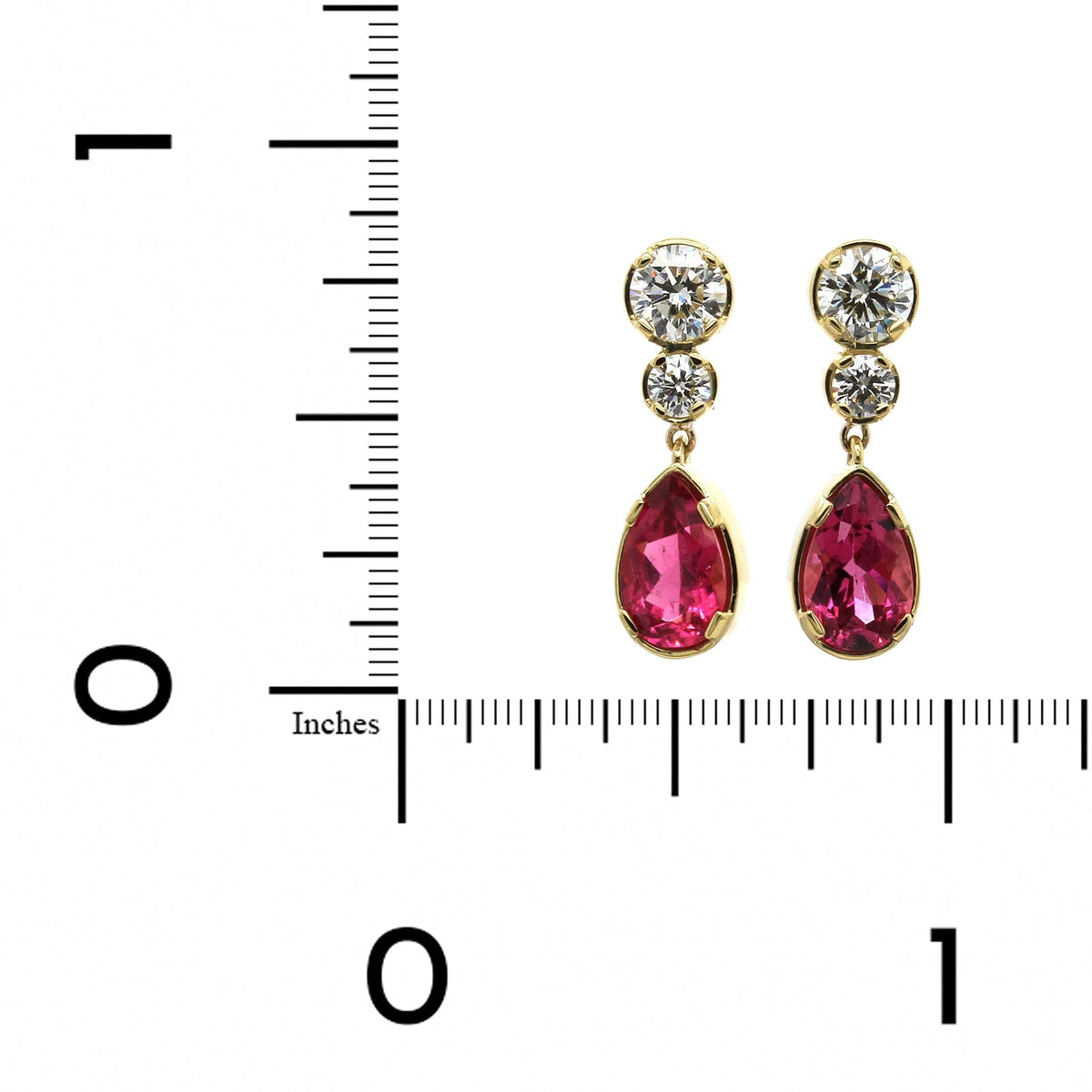 18K Yellow Gold Tourmaline Diamond Drop Earrings, 18k yellow gold, Long's Jewelers