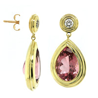 18K Yellow Gold Pear Shape Tourmaline Drop Earrings