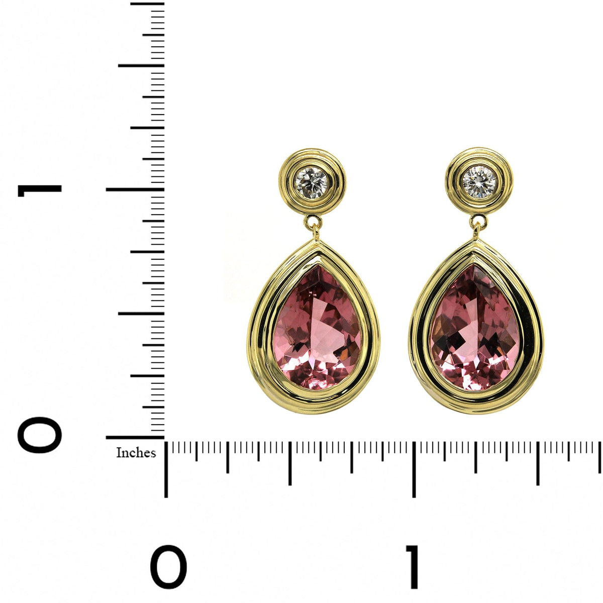 18K Yellow Gold Pear Shape Tourmaline Drop Earrings