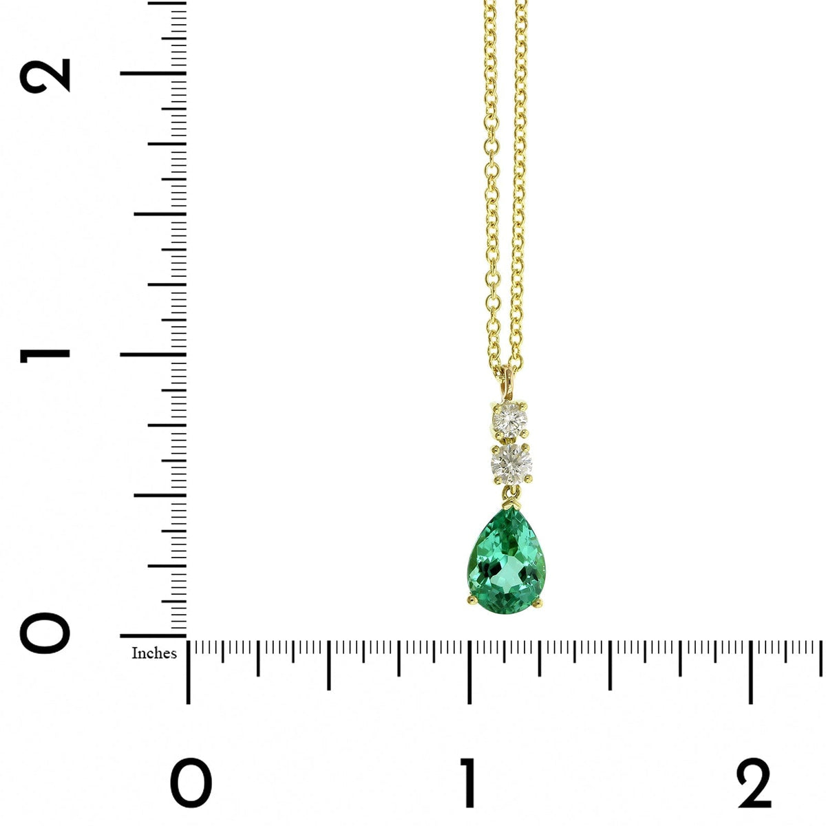 18K Yellow Gold Green Pear Shape Tourmaline Diamond Pendant, 18k yellow gold, Long's Jewelers
