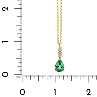 18K Yellow Gold Green Pear Shape Tourmaline Diamond Pendant, 18k yellow gold, Long's Jewelers