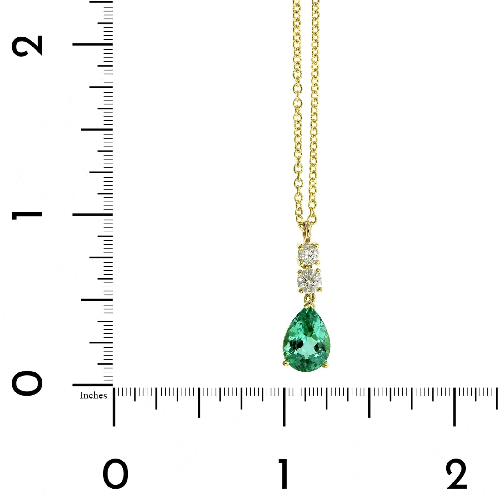 18K Yellow Gold Green Pear Shape Tourmaline Diamond Pendant, 18k yellow gold, Long's Jewelers