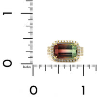 18K Yellow Gold Tri Color Tourmaline Diamond Ring