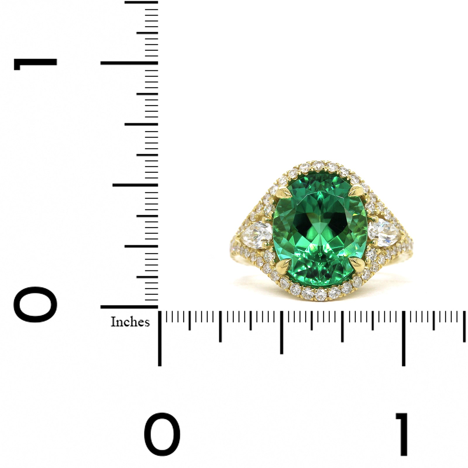 18K Yellow Gold Oval Green Tourmaline Diamond Ring, 18k yellow gold, Long's Jewelers