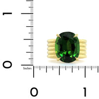 18K Yellow Gold Oval Green Tourmaline Ring