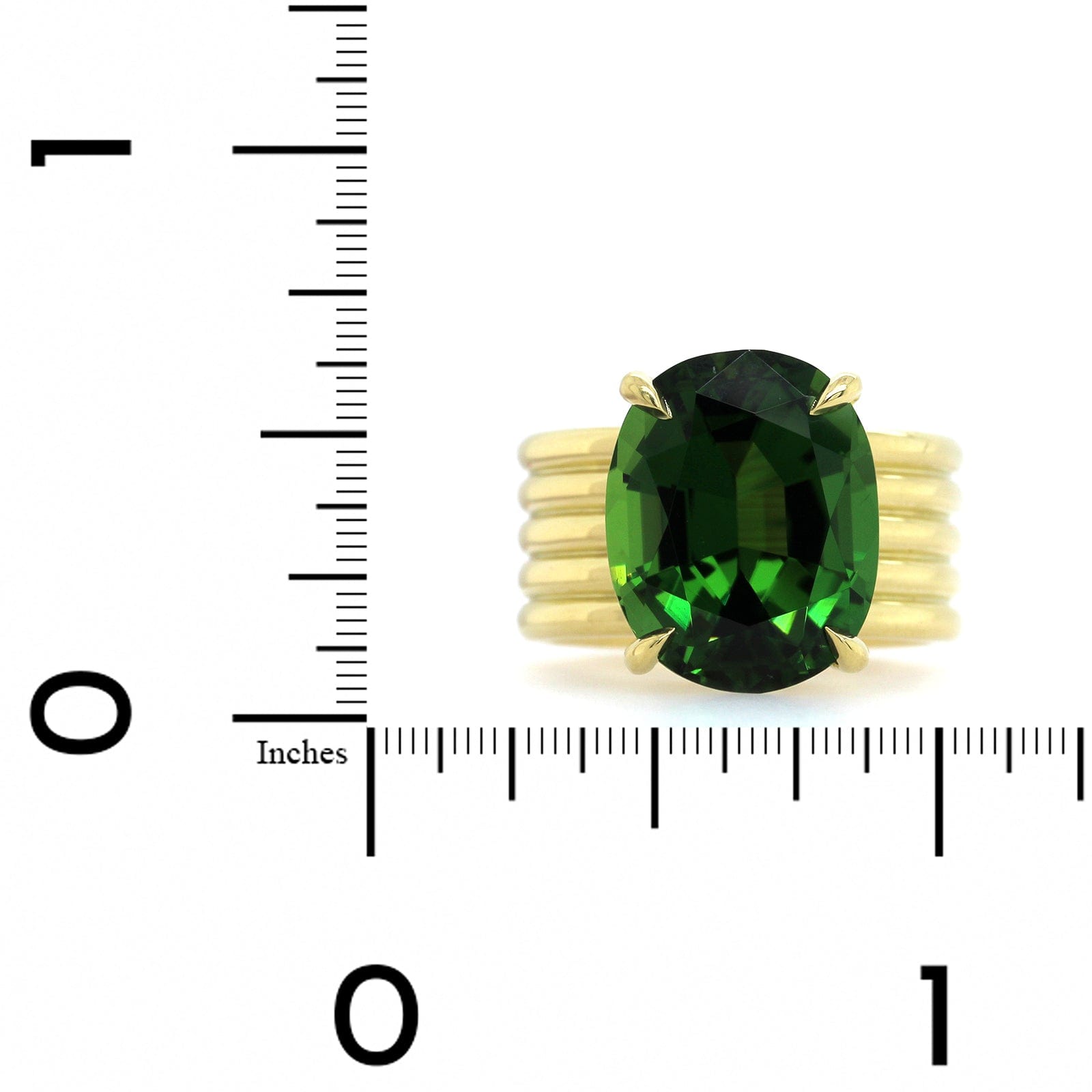 18K Yellow Gold Oval Green Tourmaline Ring