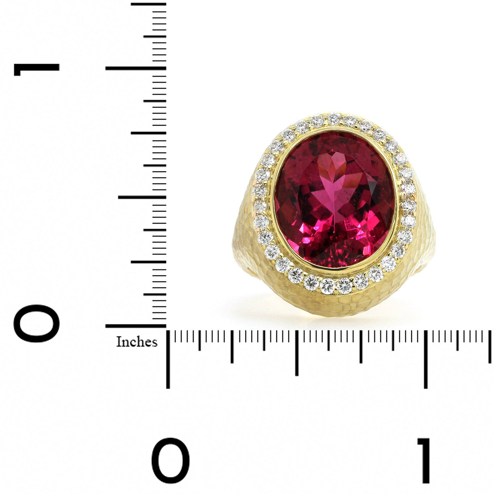 18K Yellow Gold Pink Tourmaline Diamond Halo Ring