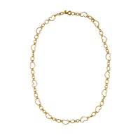 18K Yellow Gold Link Chain with Hearts, 18k yellow gold, Long's Jewelers