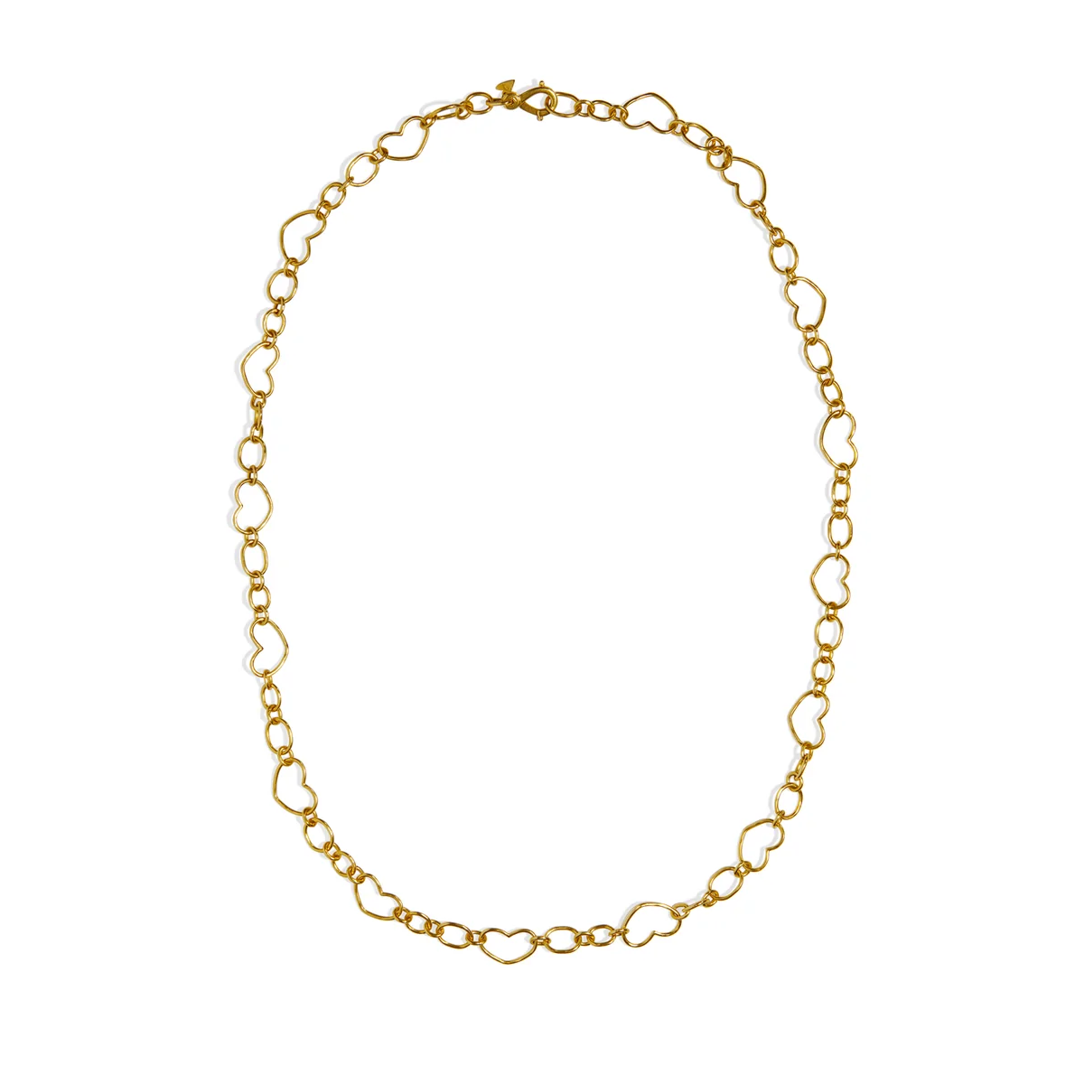 18K Yellow Gold Link Chain with Hearts, 18k yellow gold, Long's Jewelers