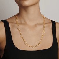 18K Yellow Gold Link Chain with Hearts, 18k yellow gold, Long's Jewelers