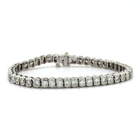 14K White Gold Half Bezel Diamond Tennis Bracelet