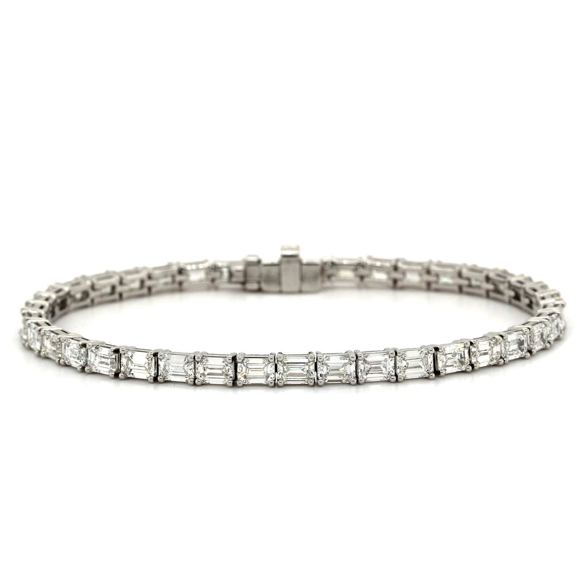 Platinum Emerald Cut Diamond Tennis Bracelet