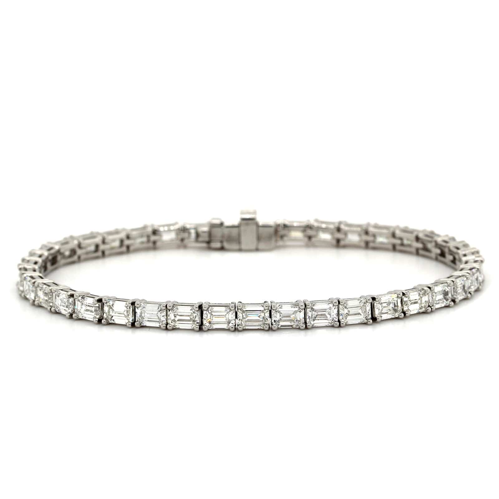 Platinum Emerald Cut Diamond Tennis Bracelet