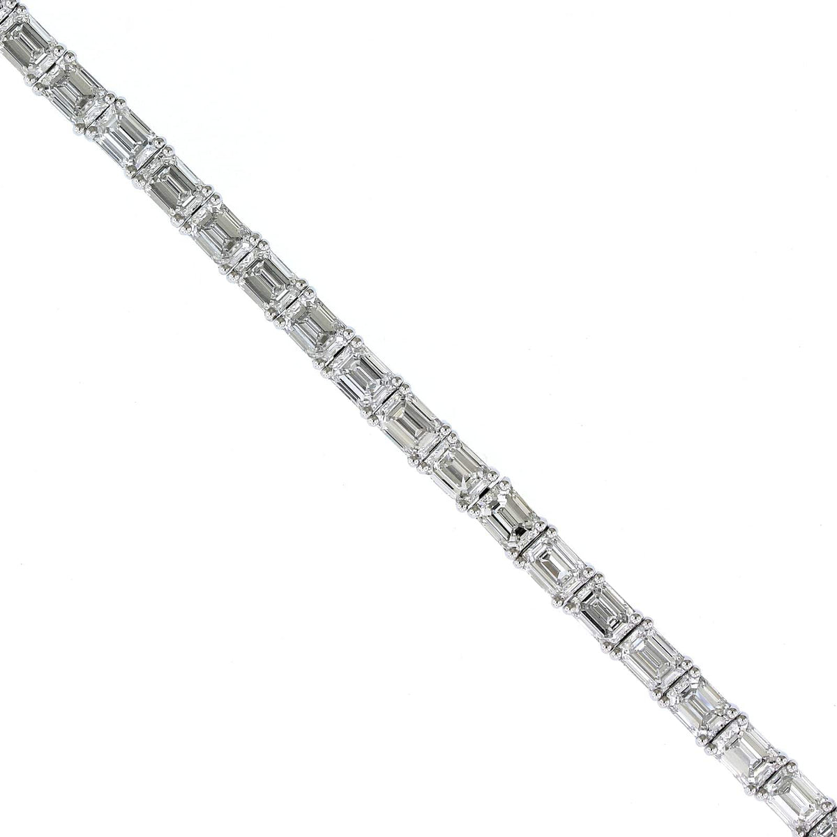 Platinum Emerald Cut Diamond Tennis Bracelet