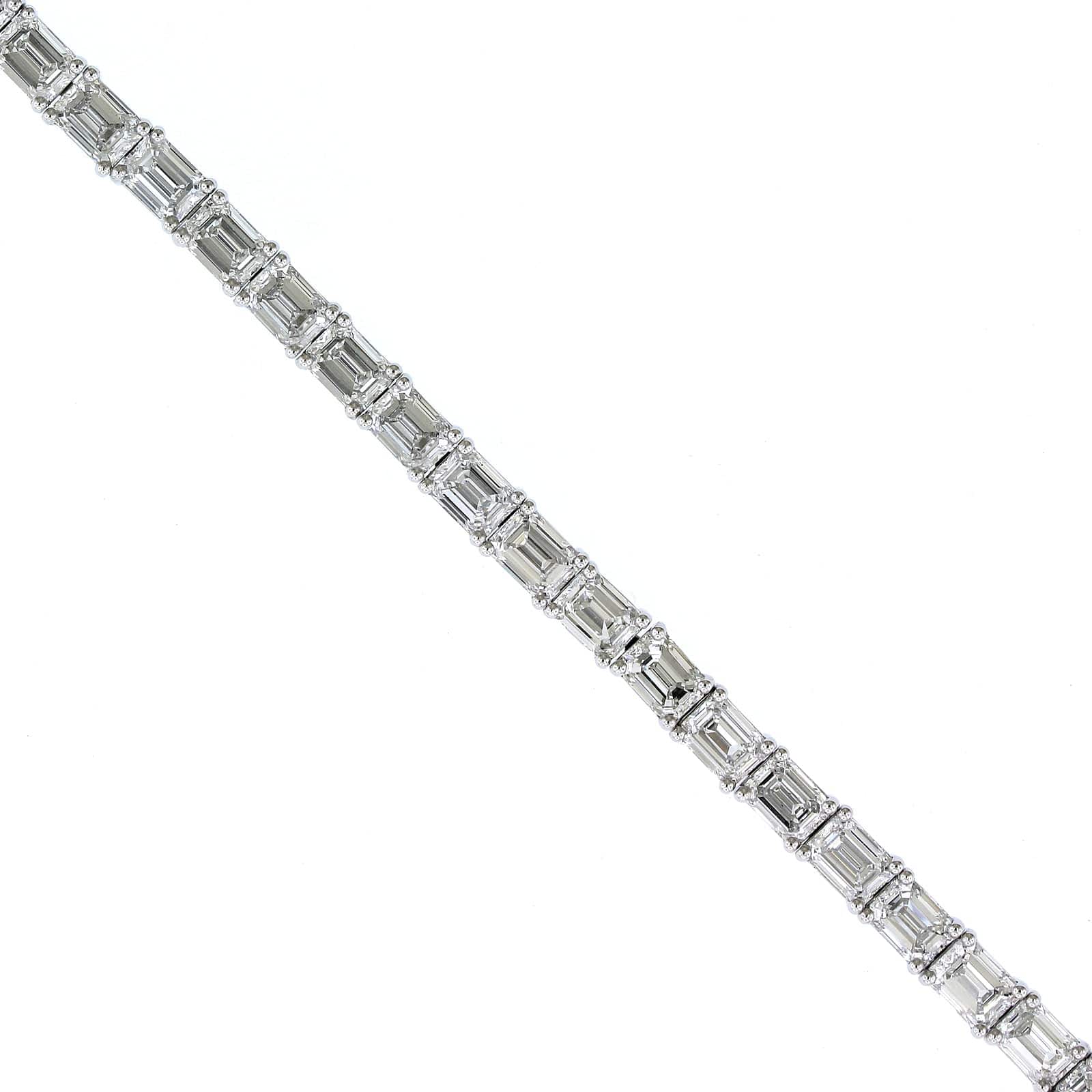 Platinum Emerald Cut Diamond Tennis Bracelet