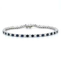 14K White Gold Sapphire and Diamond Tennis Bracelet