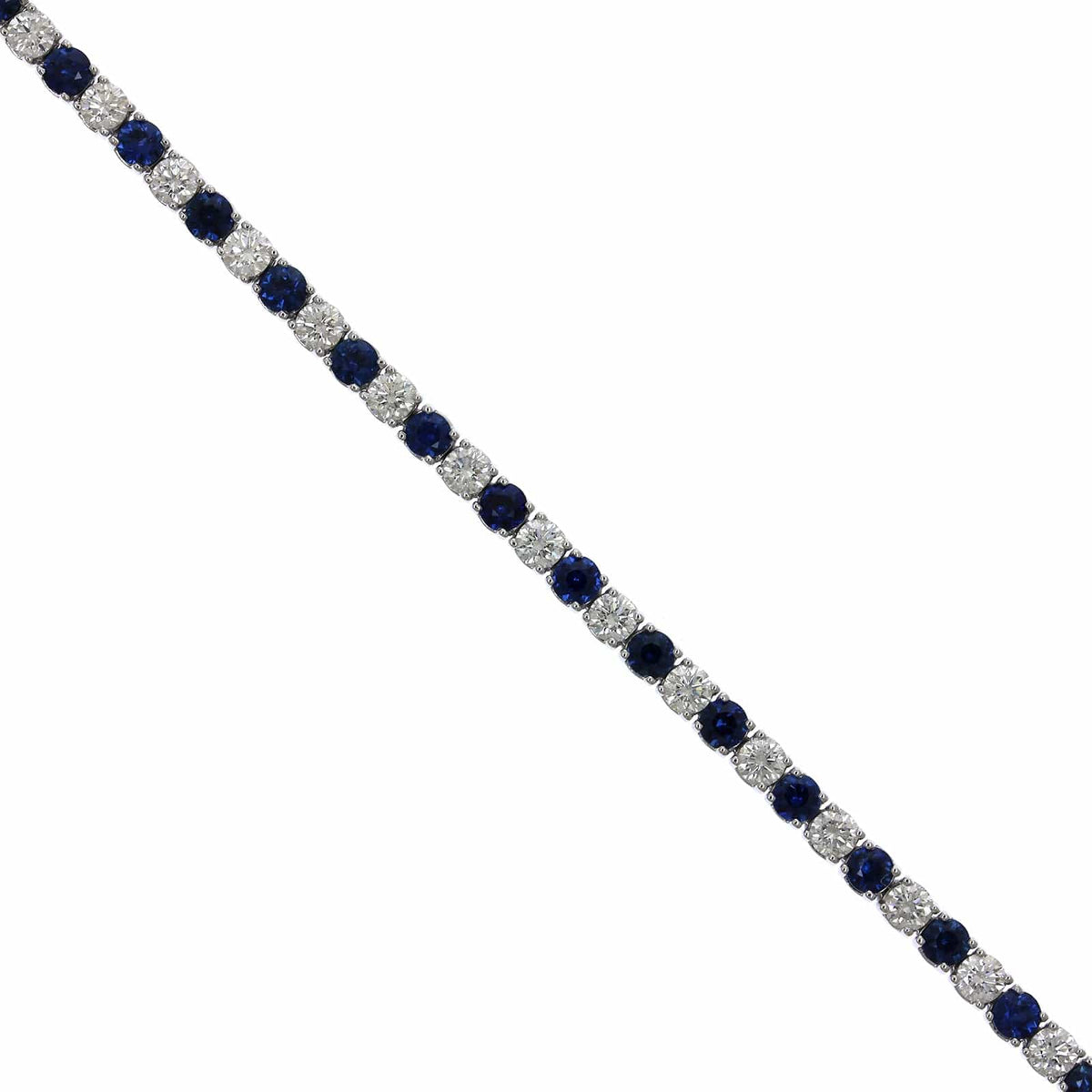 14K White Gold Sapphire and Diamond Tennis Bracelet