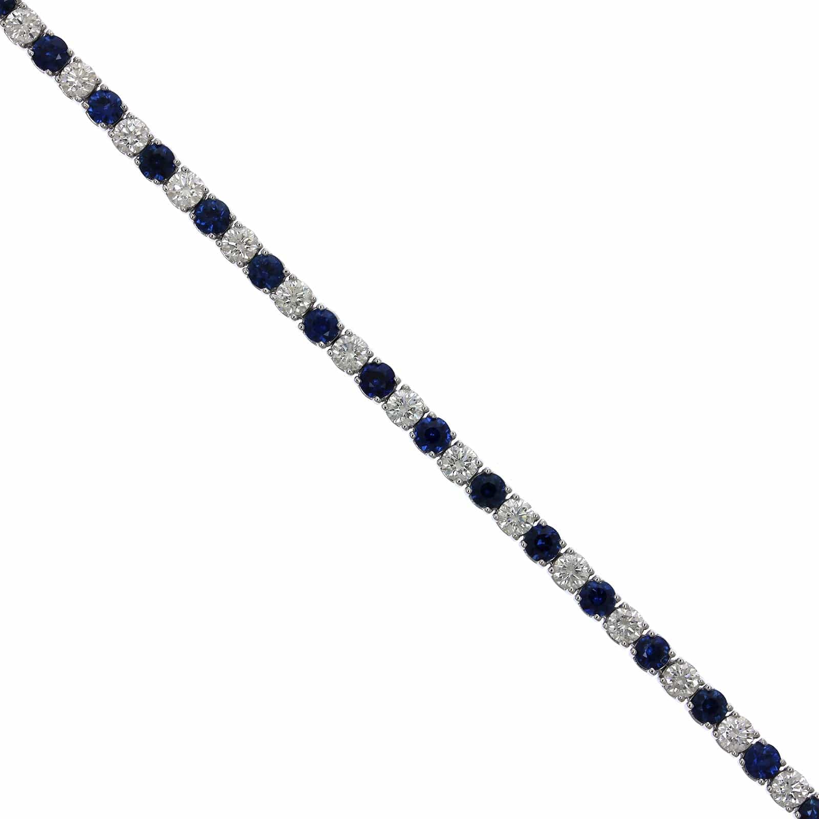 14K White Gold Sapphire and Diamond Tennis Bracelet