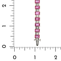 18K Rose and White Gold Emerald Pink Sapphire and Diamond Line Bracelet, 18k rose gold, Long's Jewelers