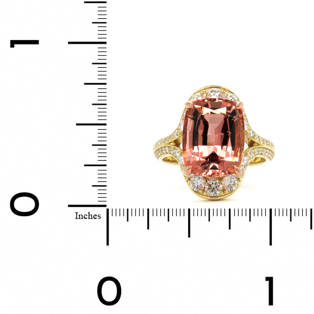 18K Yellow Gold Pink Tourmaline Diamond Ring