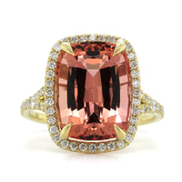 18K Yellow Gold Cushion Topaz Diamond Halo Ring, 18k yellow gold, Long's Jewelers