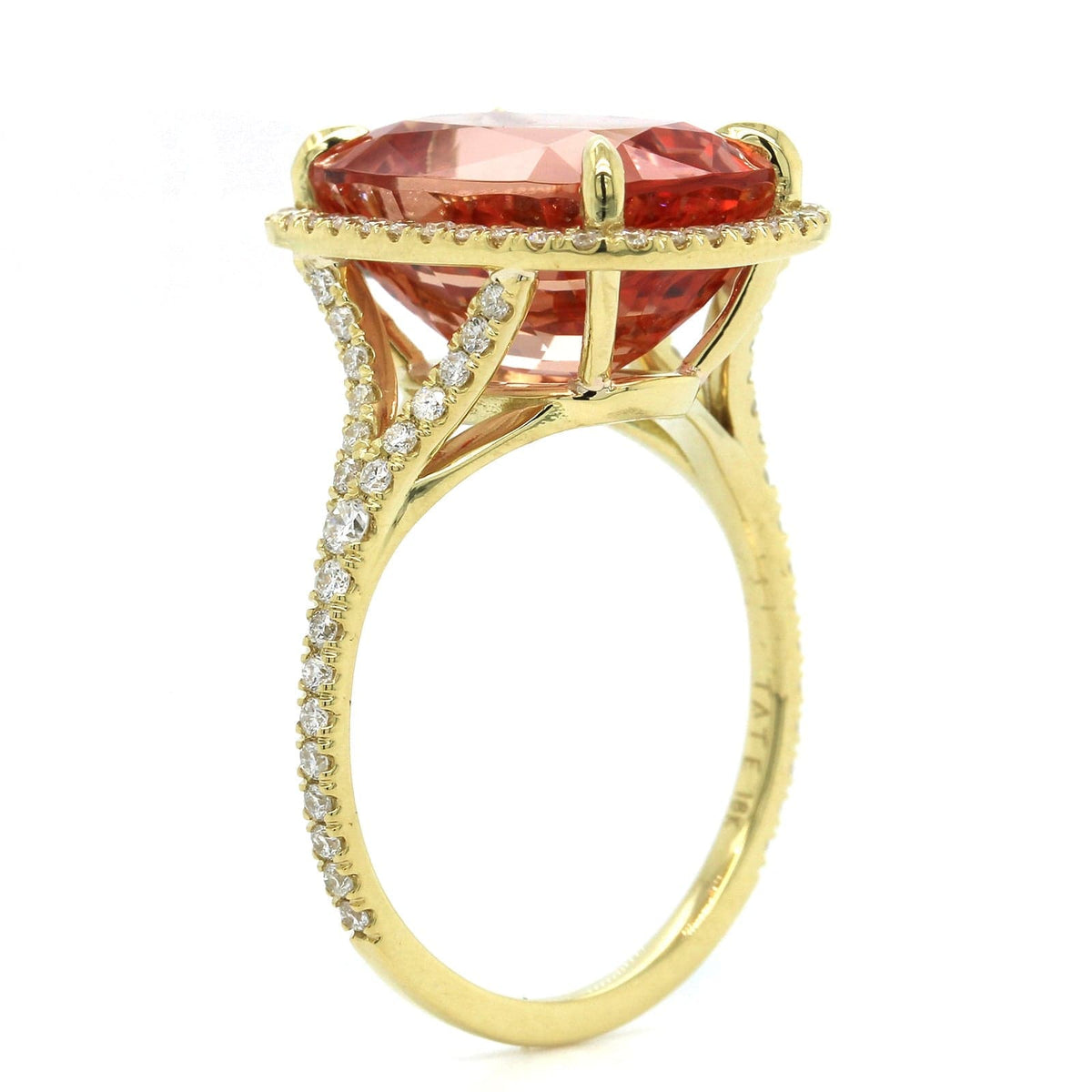 18K Yellow Gold Cushion Topaz Diamond Halo Ring, 18k yellow gold, Long's Jewelers