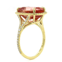 18K Yellow Gold Cushion Topaz Diamond Halo Ring, 18k yellow gold, Long's Jewelers