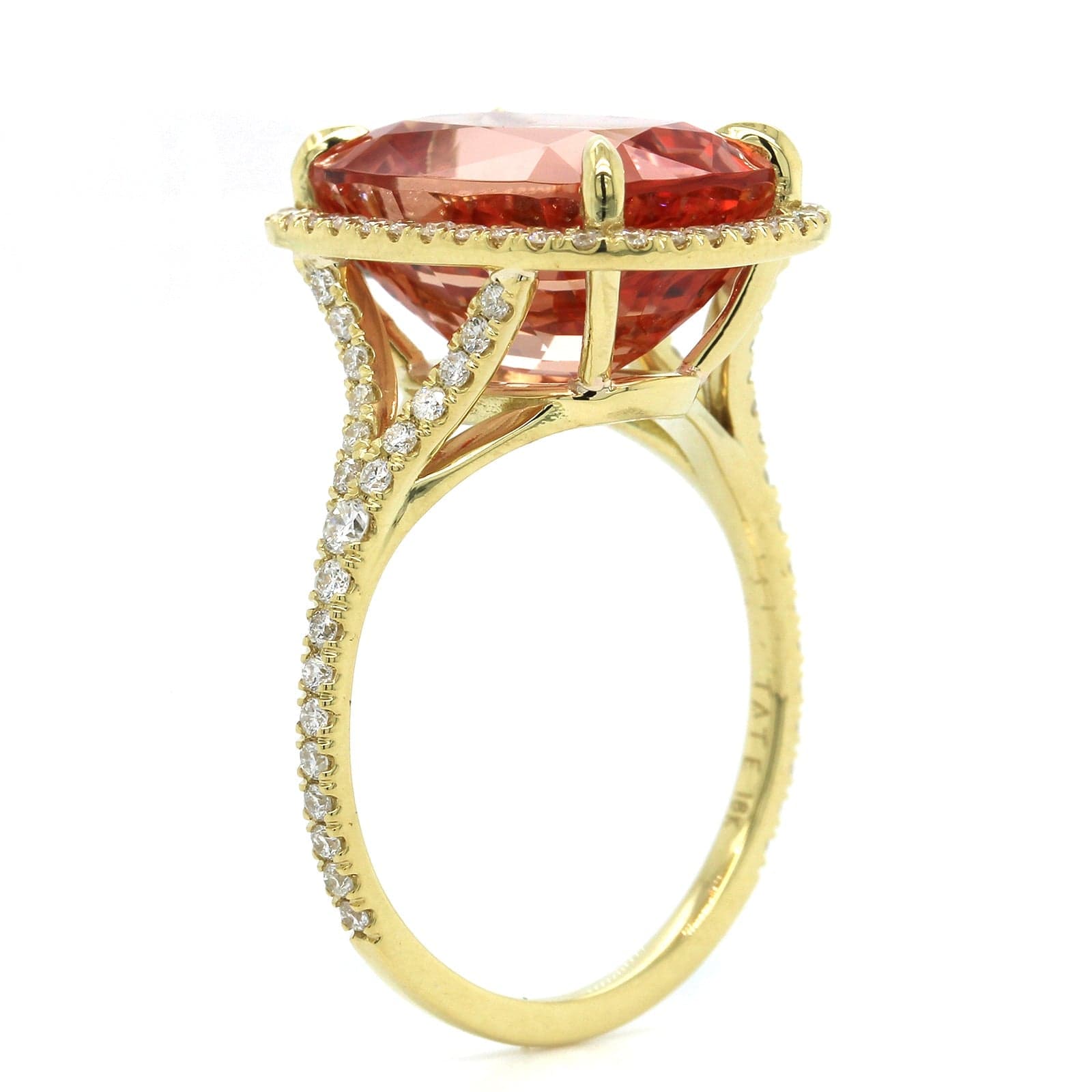 18K Yellow Gold Cushion Topaz Diamond Halo Ring, 18k yellow gold, Long's Jewelers