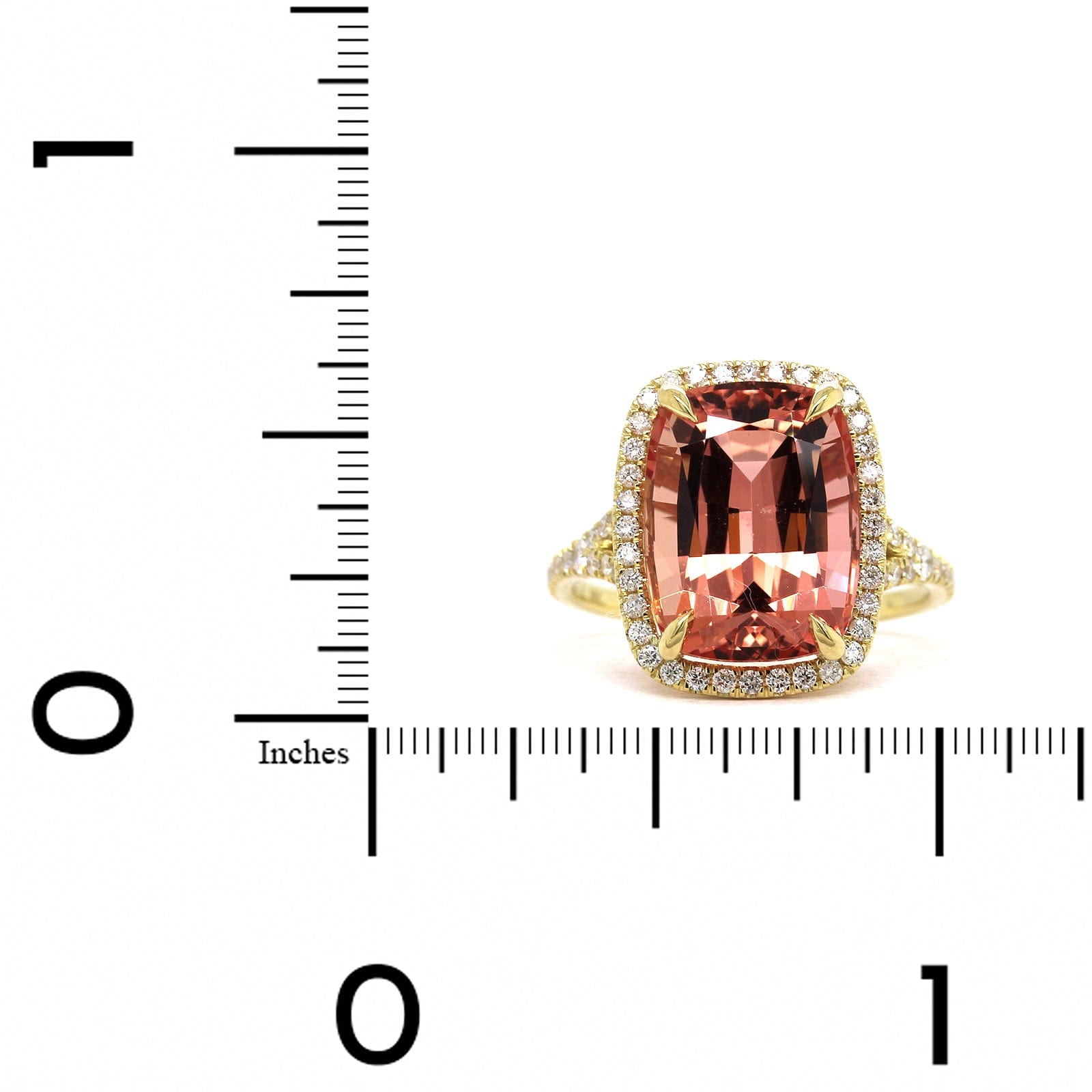 18K Yellow Gold Cushion Topaz Diamond Halo Ring, 18k yellow gold, Long's Jewelers