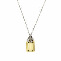 18K White Gold Yellow Topaz with Diamond Pendant