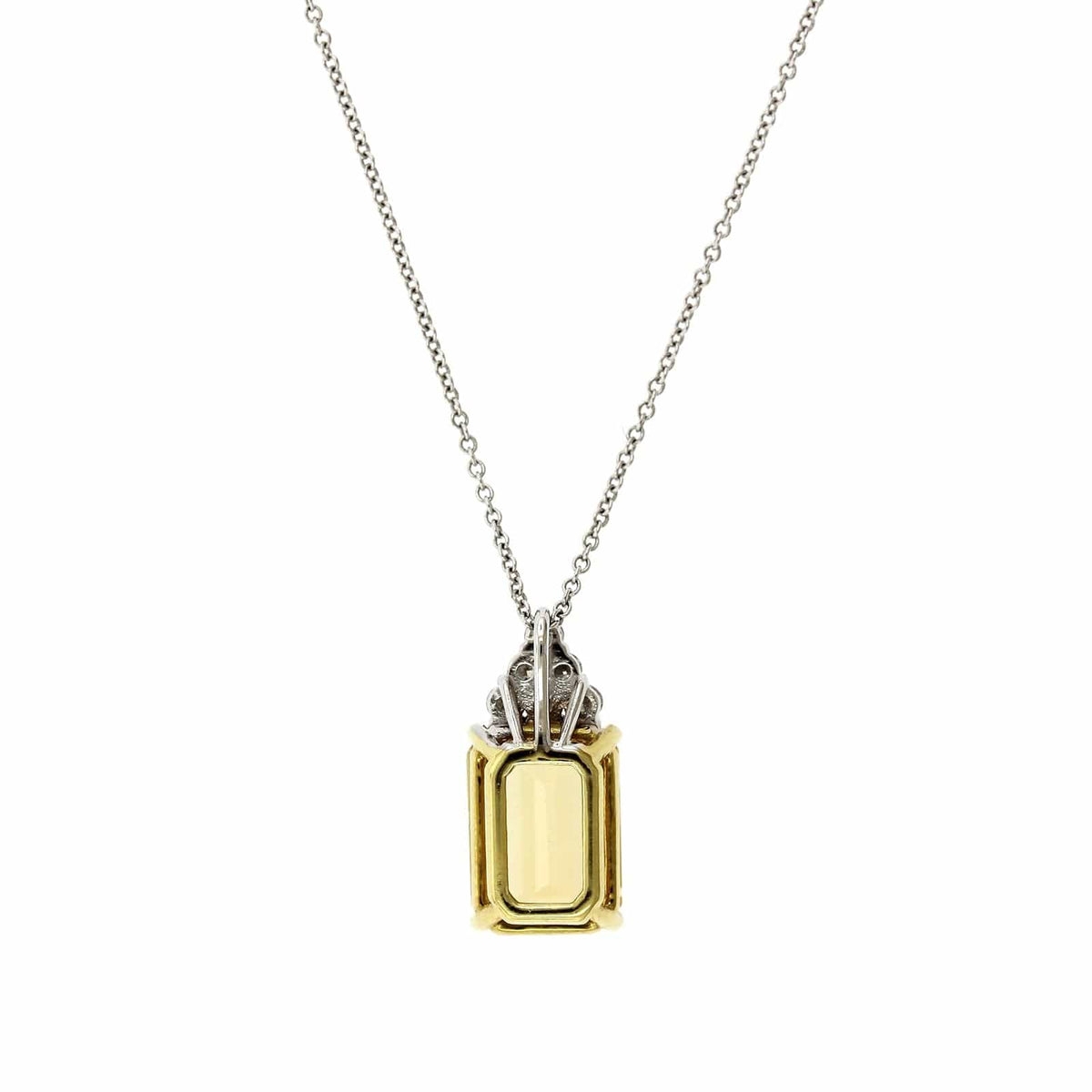 18K White Gold Yellow Topaz with Diamond Pendant