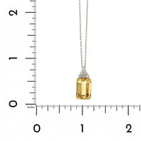 18K White Gold Yellow Topaz with Diamond Pendant