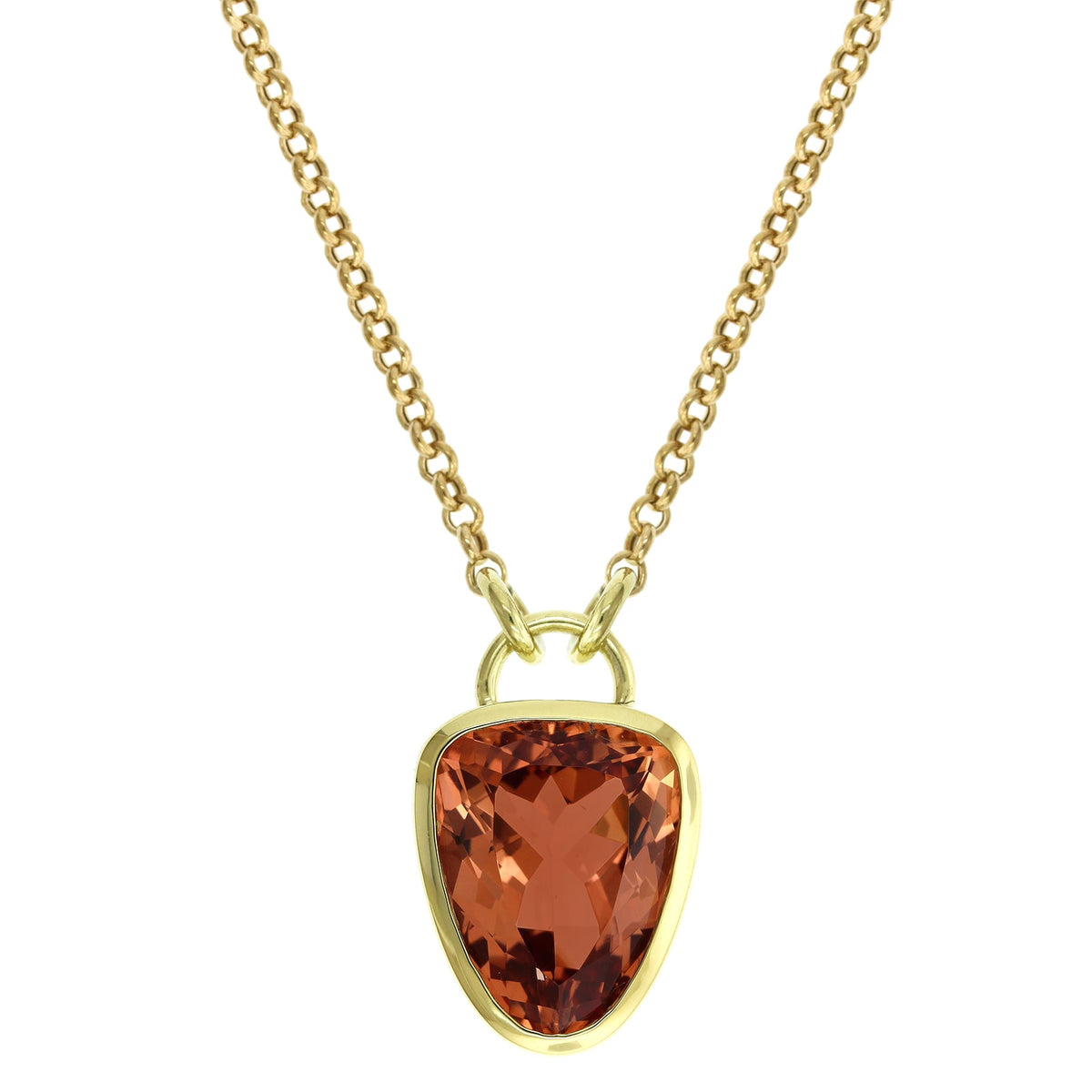 18K Yellow Gold Sherry Color Topaz Pendant