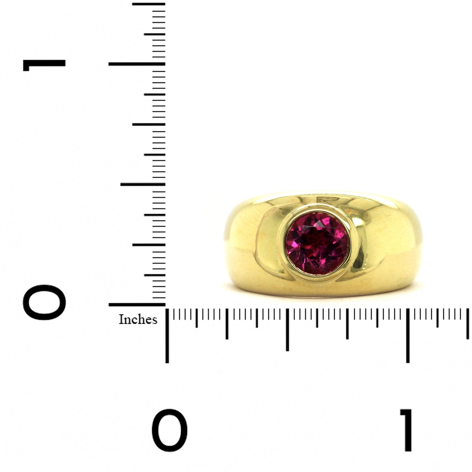18K Yellow Gold Pink Tourmaline Bezel Set Ring