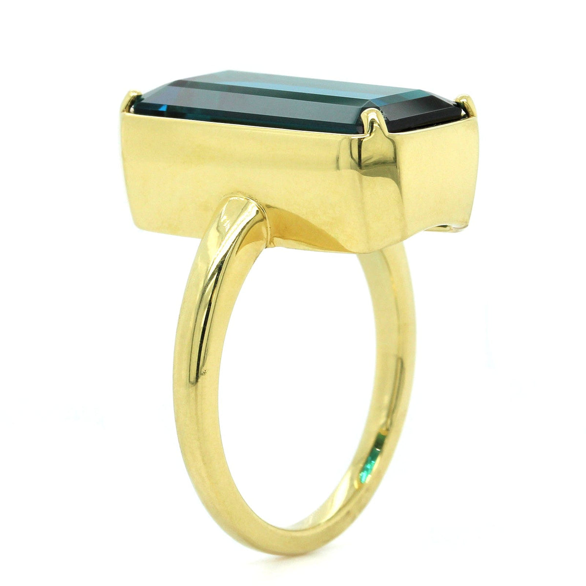 18K Yellow Gold Indicolite Electric Blue Tourmaline Ring